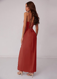 Barbie ♥ Azazie Bridesmaid Dresses Terracotta Sheath Corset Chiffon Dress image3