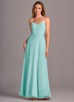 Azazie Mei Robes de demoiselle d'honneur Robe Trapèze en Mousseline de soie Aqua image1