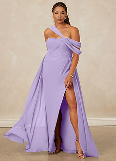 Christian Siriano Bridal for Azazie 1014 Bridesmaid Dresses Lilac A-Line Off the Shoulder Chiffon Dress image9