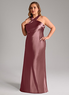 Azazie Doretta Bridesmaid Dresses Vintage Mauve Mermaid Bow Metallic Satin Dress image8