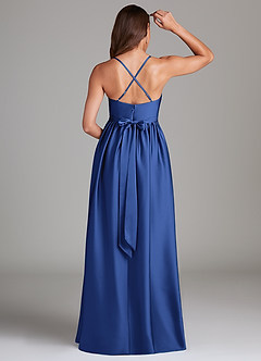 Azazie Llana Maternity Bridesmaid Dresses A-Line Stretch Satin Floor-Length Dress with Pockets image2