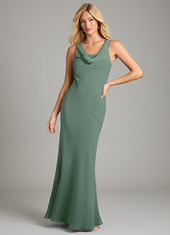Azazie Rylina Bridesmaid Dresses Eucalyptus Mermaid Pleated Chiffon Dress image1