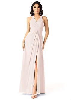 Azazie Danica Bridesmaid Dresses Rose Petal A-Line Pleated Chiffon Dress image1