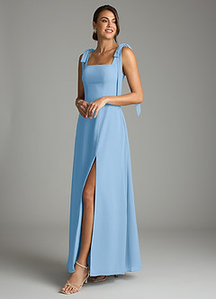 Azazie Debra Bridesmaid Dresses Powder Blue A-Line with Pockets Chiffon Convertible Dress image8