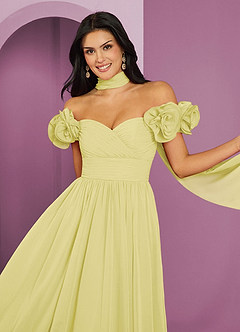 Barbie ♥ Azazie Bridesmaid Dresses Lemon Sorbet A-Line Off the Shoulder Chiffon Convertible Dress image4