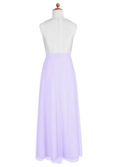 Azazie Albertine Junior Lilac A-Line Lace Chiffon Dress image8