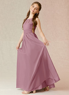 Azazie Bibiane Junior Vintage Mauve A-Line Pleated Chiffon Dress image3