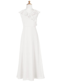 Azazie Alyssa A-Line Chiffon Floor-Length Junior Bridesmaid Dress image8