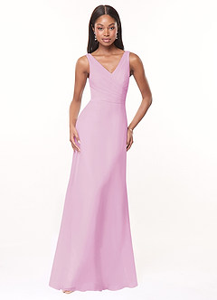 Azazie Nala Bridesmaid Dresses Candy Pink A-Line Pleated Chiffon Dress image1