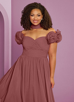 Barbie ♥ Azazie Bridesmaid Dresses Amethyst A-Line Off the Shoulder Chiffon Convertible Dress image11
