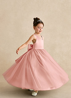 Azazie Peanut Flower Girl Dresses Rosette A-Line Strap Tulle Dress image5