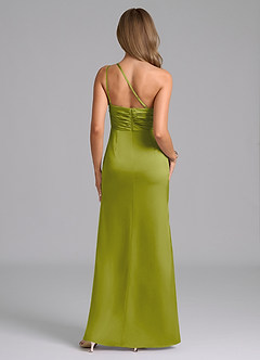 Azazie Eren Bridesmaid Dresses Lemongrass Mermaid One Shoulder Stretch Satin Dress image2