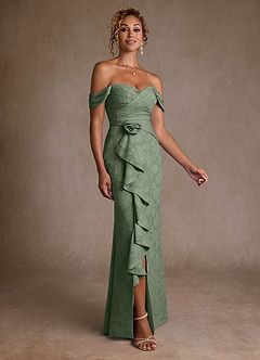 Azazie Irene Suknie dla Matki Panny Młodej Linia A Zza ramienia Kwiatowe wypalenie Długość podłogi Sukienka image1