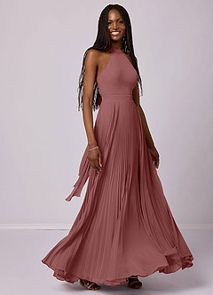 Barbie ♥ Azazie Bridesmaid Dresses Desert Rose A-Line Pleated Chiffon Dress image5