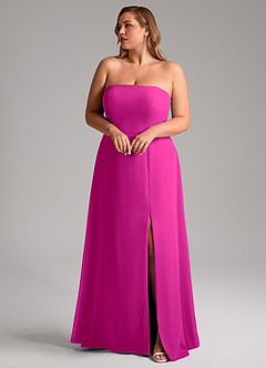 Azazie Wren Vestidos de damas de honor Vestido de Fucsia de Gasa de Corte en A Convertible con Corte Lateral image9