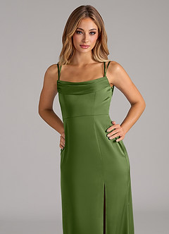 Azazie Callan Bridesmaid Dresses Juniper A-Line Pleated Stretch Satin Convertible Dress image7