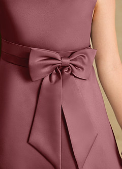 Azazie Eve Abiti da Ragazza di Fiori Abito A-Line in Raso Opaco Plissettato Rosa Del Deserto image6