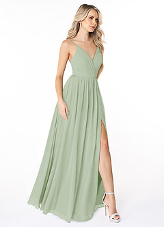 Azazie Gracie Bridesmaid Dresses Dusty Sage A-Line Pleated Chiffon Dress image5