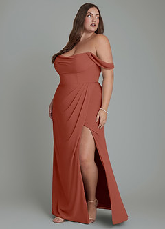 Azazie Johana Abiti da Damigella Abito Convertibile Sirena in Chiffon Spalle Scoperte Auburn image12