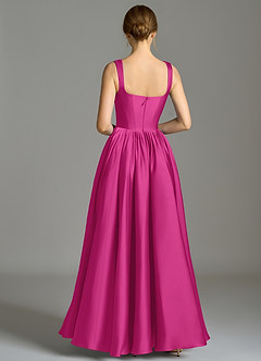 Azazie Verina Robes de demoiselle d'honneur Robe Trapèze en Satin extensible Plissée Fuchsia image6