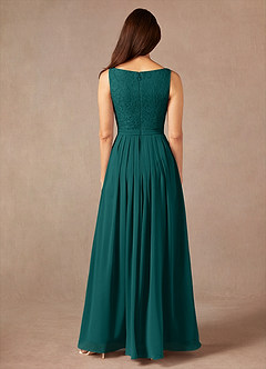 Azazie Ainsling Mother of the Bride Dresses Peacock A-Line Square Neckline Lace Chiffon Dress image7