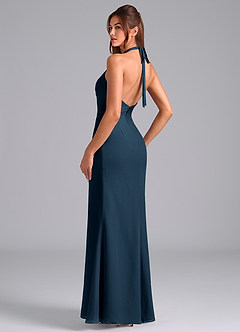 Azazie Valerie Bridesmaid Dresses Dark Navy Mermaid Pleated Chiffon Dress image5