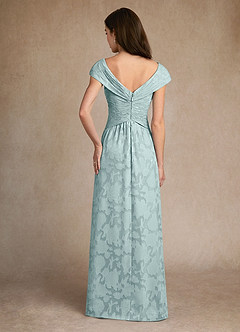 Azazie Myrtle Mother of the Bride Dresses Mist A-Line Pleated Floral Burnout Dress image3