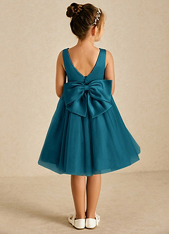 Azazie Sarina Final Sale Black A-Line Bow Tulle Dress image1