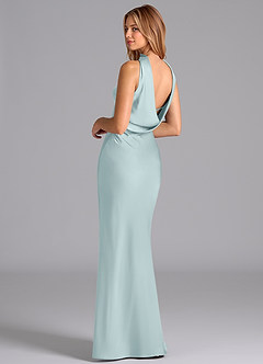 Azazie Lusinda Brudtärnklänningar Klä av Sjöjungfru i Stretch Satin Axelbandslös Dimma image2