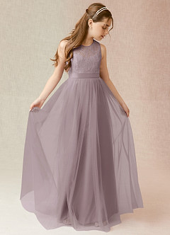 Azazie Georgette Junior Dusk A-Line Lace Tulle Dress image1