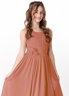 Azazie Astrid Junior MAI TAI A-Line Floral Chiffon Dress image1