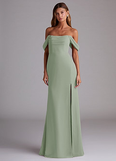 Azazie Saige Bridesmaid Dresses Dusty Sage A-Line Off the Shoulder Chiffon Convertible Dress image3