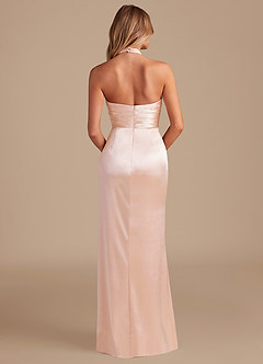 Azazie Jemma Brautjungfernkleider Etui Plissee Metallischer Satin Kleid Roségold image7