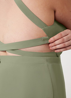 Azazie Clarice Abiti da Damigella Abito A-Line in Chiffon con Scollo Halter Pistacchio image14