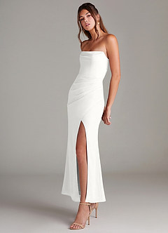 Azazie Leonis Bridesmaid Dresses White Mermaid Strapless Chiffon Convertible Dress image3