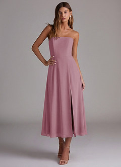 Azazie Wren Bridesmaid Dresses Vintage Mauve A-Line Strapless Chiffon Dress image4