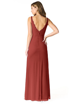 Azazie Verami Bridesmaid Dresses Terracotta Mermaid Lace Mesh Dress image2