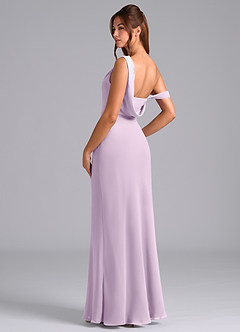 Azazie Madelyn Bridesmaid Dresses Frosted Lilac Mermaid One Shoulder Chiffon Convertible Dress image6