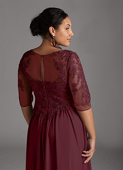 Azazie Harriet Abiti per la Madre della Sposa Abito A-Line in Maglia in Pizzo con Scollo a U Cabernet image8