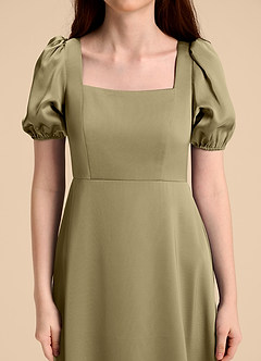 Azazie Briar Junior Klä av A-Line i Stretch Satin Rosett image8