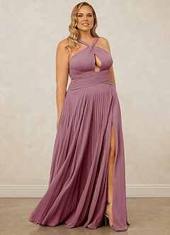 Christian Siriano Bridal for Azazie 1009 Bridesmaid Dresses Vintage Mauve A-Line Pleated Chiffon Dress image12