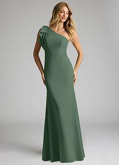 Azazie Rinna Bridesmaid Dresses Eucalyptus Mermaid One Shoulder Stretch Crepe Dress image3