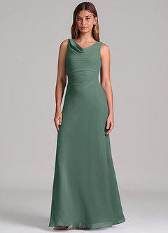 Azazie Nerine Brudtärnklänningar Klä av A-Linje i Chiffong Plisserad Havsmossa image4