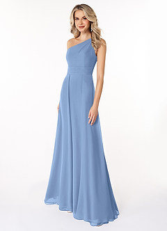 Azazie Dallas Bridesmaid Dresses Steel Blue A-Line One Shoulder Chiffon Dress image1