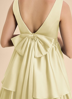 Azazie Meadowyn Junior Robe Trapèze en Satin extensible Arc Sorbet Citron image7