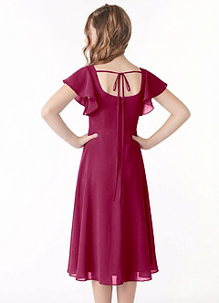 Azazie Bondi Junior Linia A Marszczony Szyfon Długość herbaty Młodsza druhna Sukienka image3