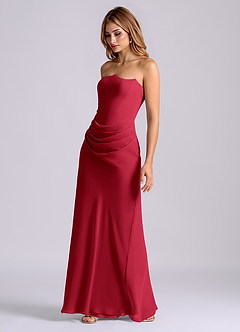 Azazie Debby Bridesmaid Dresses Scarlet Mermaid Strapless Chiffon Dress image3