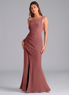 Azazie Madelyn Brautjungfernkleider Wandelbar Meerjungfrau-Linie One-Shoulder Chiffon Kleid Amethyst image5