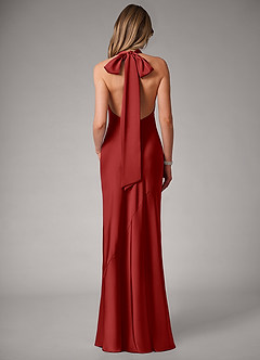 Azazie Velli Bridesmaid Dresses Pomegranate Mermaid Stretch Satin Dress image5