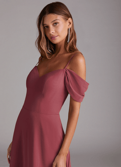 Azazie Marley Bridesmaid Dresses Merlot A-Line Off the Shoulder Chiffon Convertible Dress image8